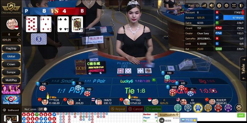 Trải nghiệm Baccarat live tại DG Casino CasinoMcw